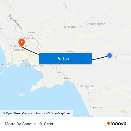 Morra De Sanctis to Cesa map