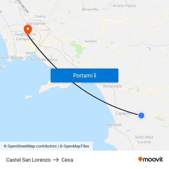 Castel San Lorenzo to Cesa map