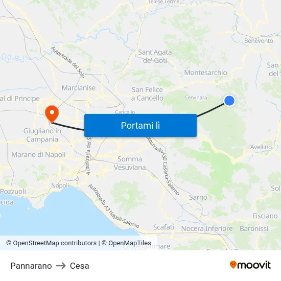 Pannarano to Cesa map