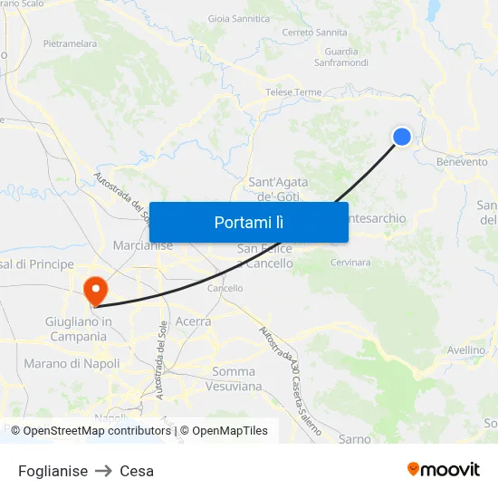 Foglianise to Cesa map
