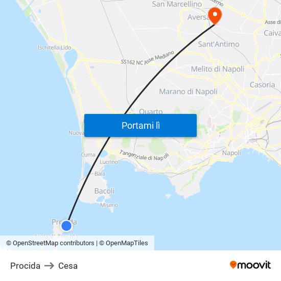 Procida to Cesa map