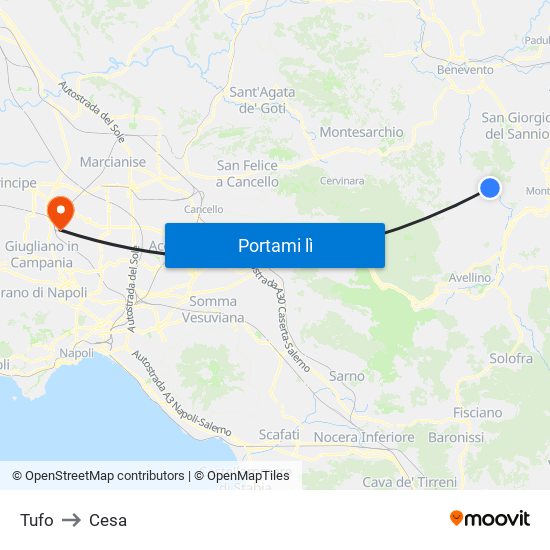 Tufo to Cesa map