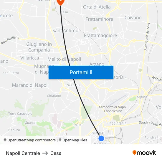 Napoli Centrale to Cesa map
