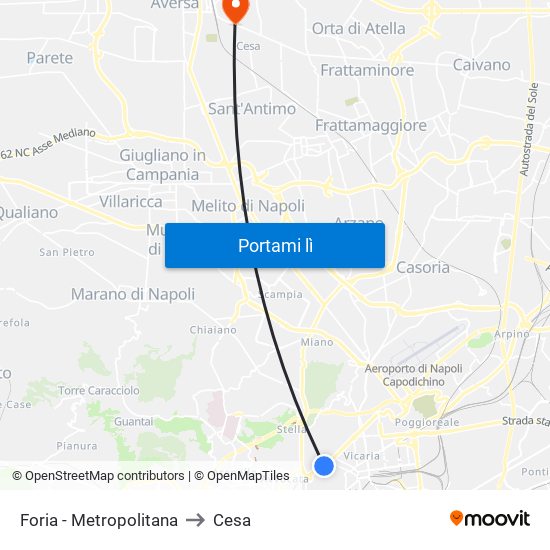 Foria - Metropolitana to Cesa map