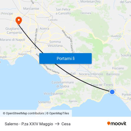 Salerno - P.za XXIV Maggio to Cesa map