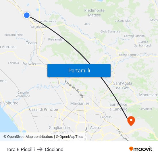 Tora E Piccilli to Cicciano map