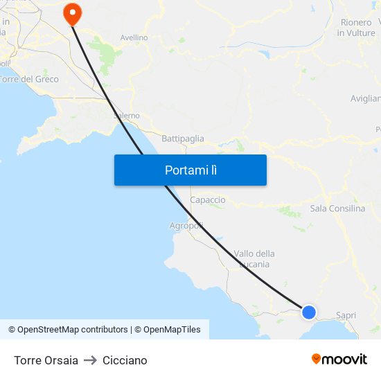 Torre Orsaia to Cicciano map