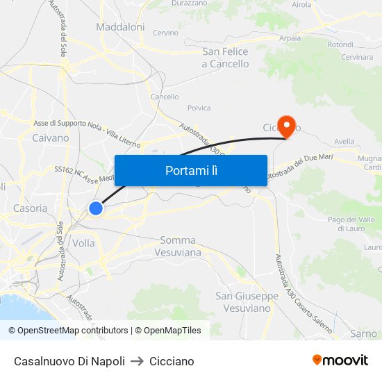 Casalnuovo Di Napoli to Cicciano map