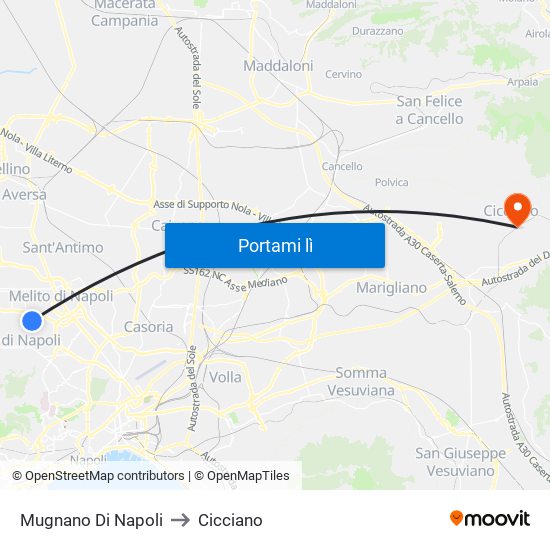 Mugnano Di Napoli to Cicciano map