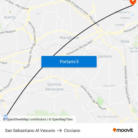 San Sebastiano Al Vesuvio to Cicciano map