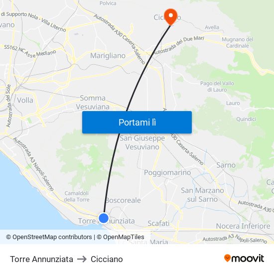 Torre Annunziata to Cicciano map