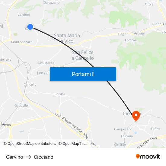Cervino to Cicciano map