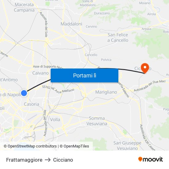 Frattamaggiore to Cicciano map