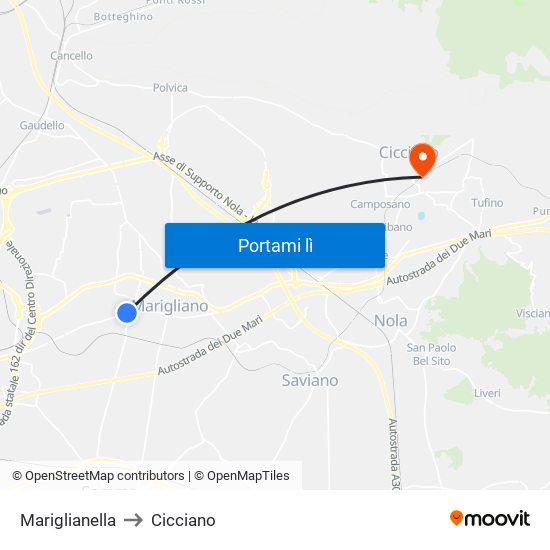 Mariglianella to Cicciano map