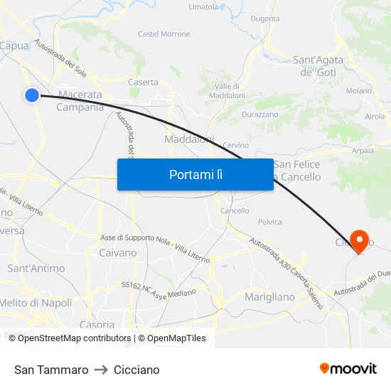 San Tammaro to Cicciano map