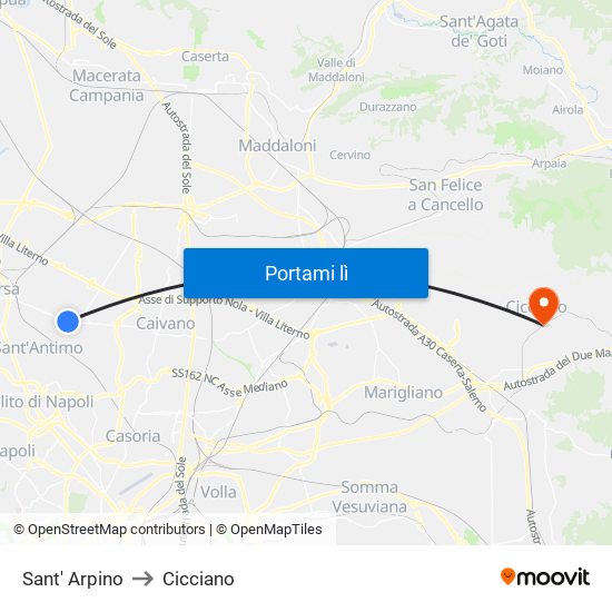 Sant' Arpino to Cicciano map