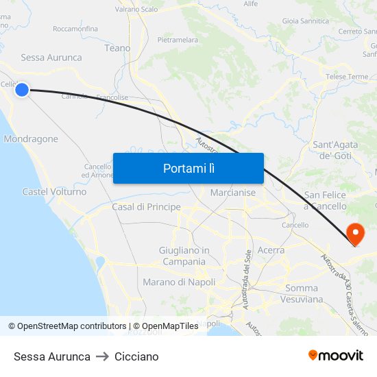 Sessa Aurunca to Cicciano map