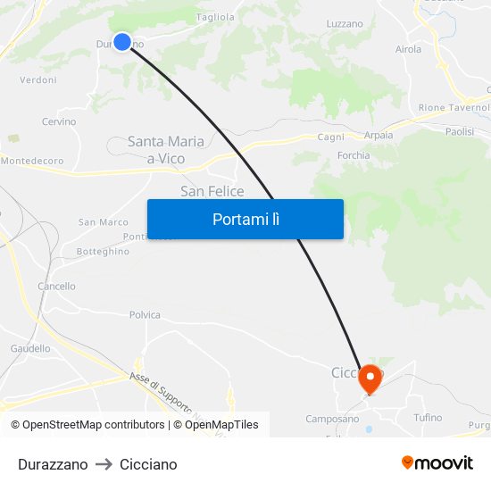 Durazzano to Cicciano map