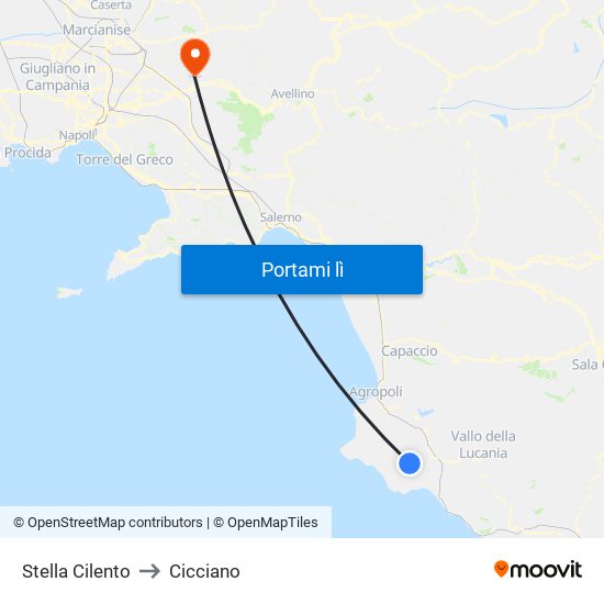 Stella Cilento to Cicciano map