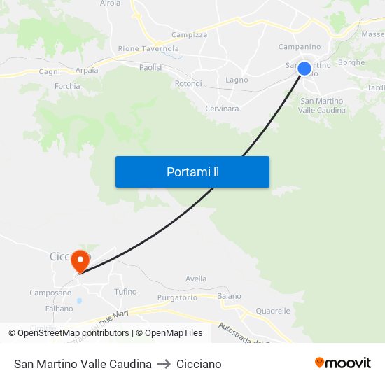 San Martino Valle Caudina to Cicciano map