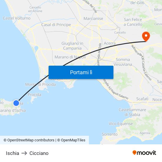 Ischia to Cicciano map