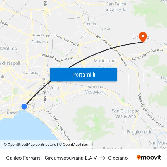 Galileo Ferraris - Circumvesuviana E.A.V. to Cicciano map
