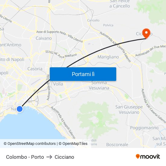 Colombo - Porto to Cicciano map