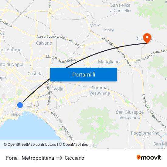 Foria - Metropolitana to Cicciano map