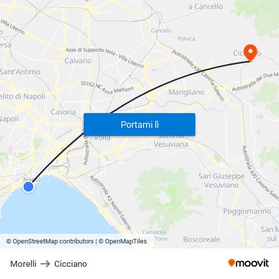 Morelli to Cicciano map