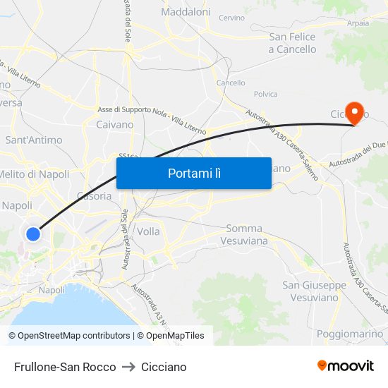 Frullone-San Rocco to Cicciano map