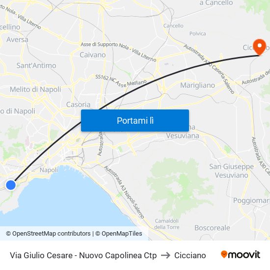 Via Giulio Cesare - Nuovo Capolinea Ctp to Cicciano map