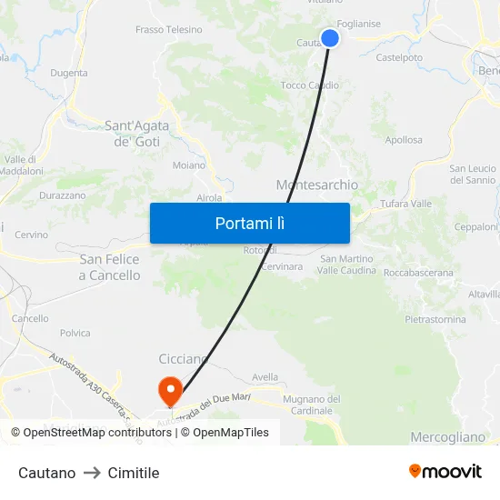 Cautano to Cimitile map