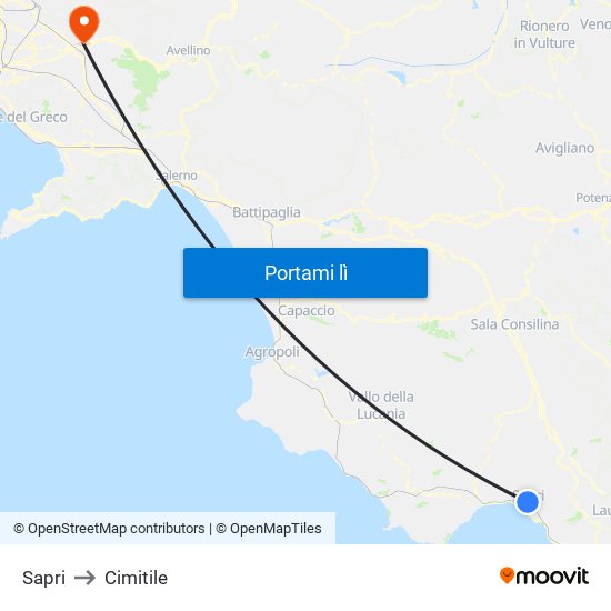 Sapri to Cimitile map