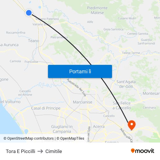 Tora E Piccilli to Cimitile map