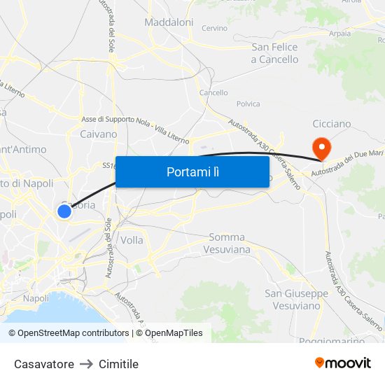 Casavatore to Cimitile map