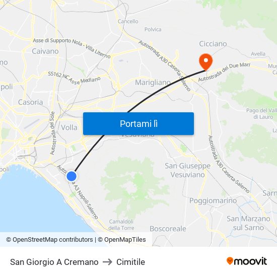 San Giorgio A Cremano to Cimitile map