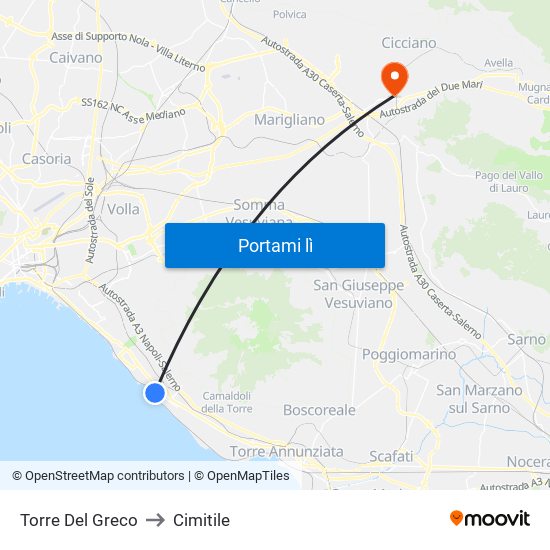 Torre Del Greco to Cimitile map