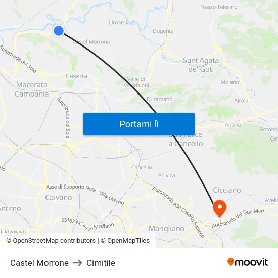 Castel Morrone to Cimitile map