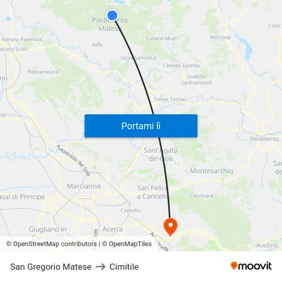 San Gregorio Matese to Cimitile map