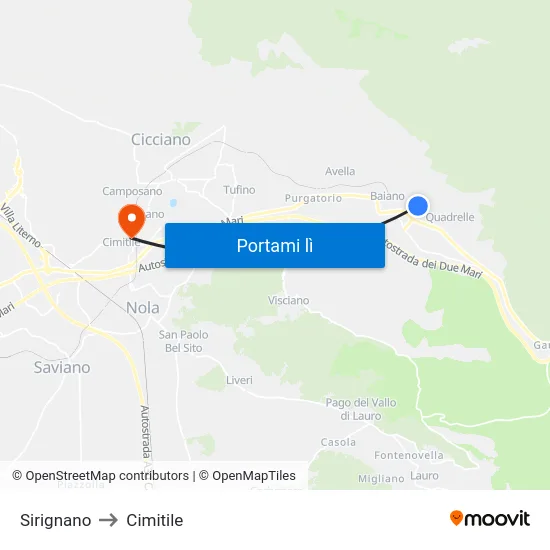 Sirignano to Cimitile map