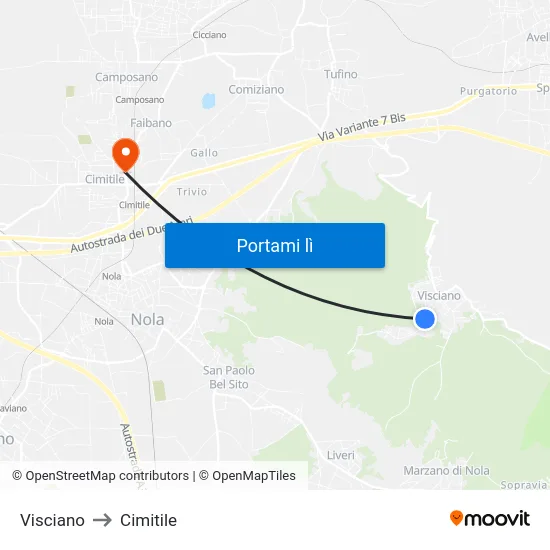 Visciano to Cimitile map