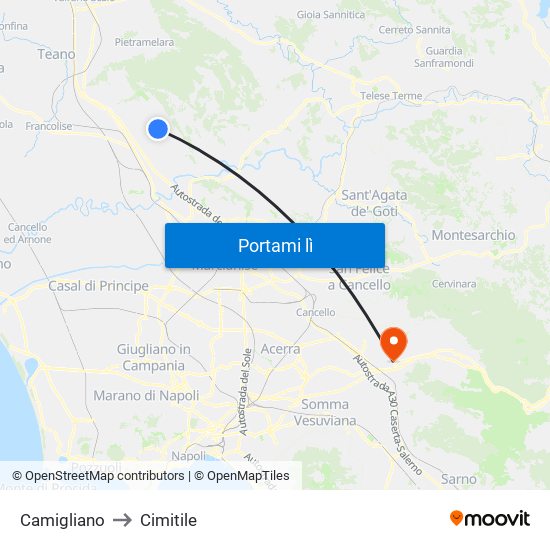 Camigliano to Cimitile map