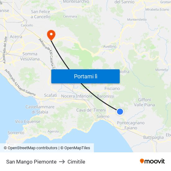 San Mango Piemonte to Cimitile map