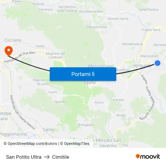 San Potito Ultra to Cimitile map