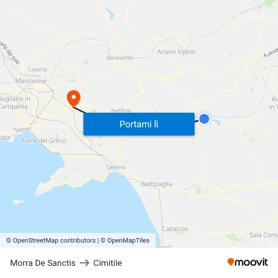 Morra De Sanctis to Cimitile map