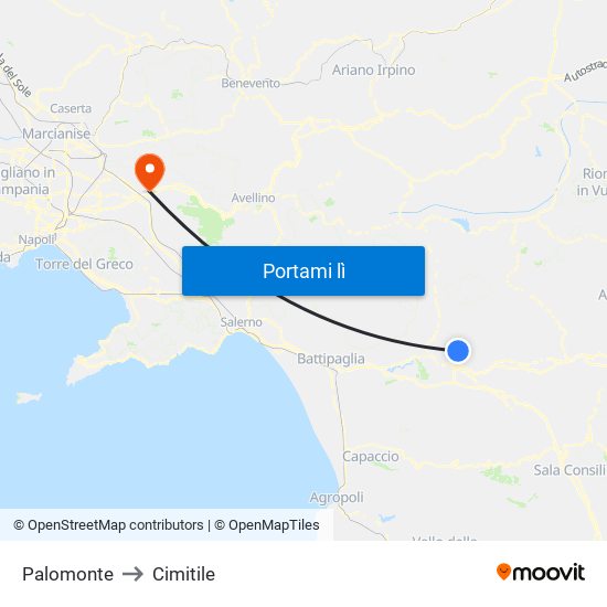 Palomonte to Cimitile map