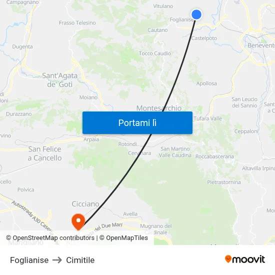 Foglianise to Cimitile map