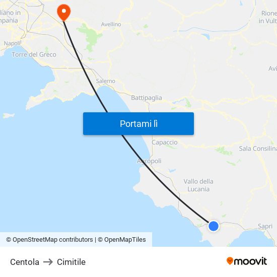 Centola to Cimitile map