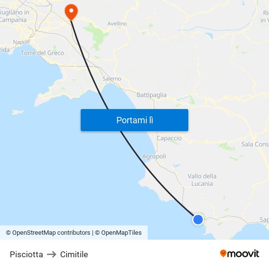 Pisciotta to Cimitile map