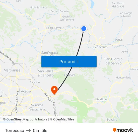 Torrecuso to Cimitile map